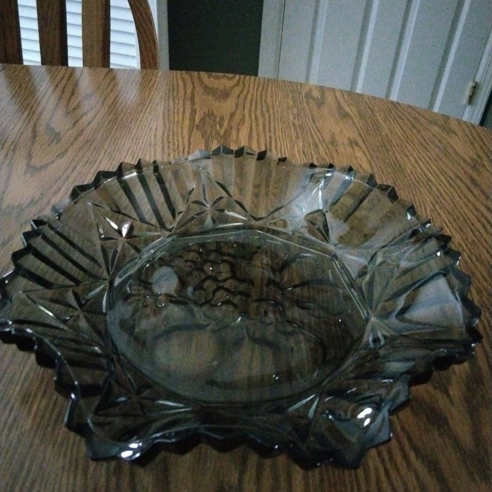 Vintage Federal Depression Glass Smoked Black with Crimped Edges Gorgeous